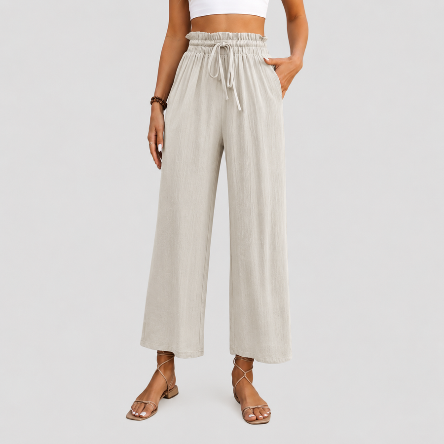 Pantalones lounge Eluna de Warszawska Elegancja en color gris, con estilo cómodo y moderno, ideales para ocio y descanso.