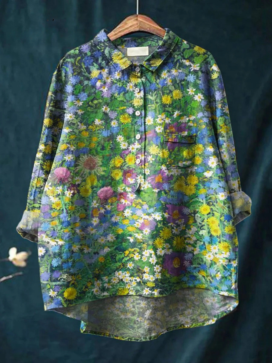 Camisa floral Imogen de Warszawska Elegancja, con diseño ligero y estampado de flores, para un estilo elegante y cómodo.