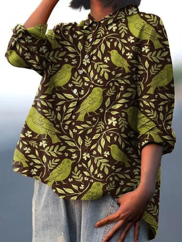 Camisa suelta y elegante Victoria de Warszawska Elegancja, con diseño casual y estilo sofisticado en color neutro.