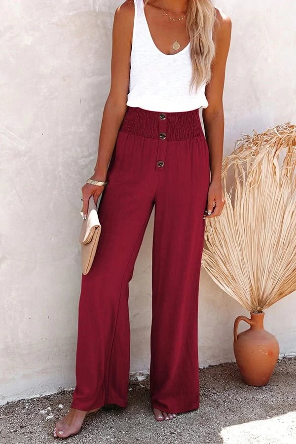 Pantalones relax de cintura alta de la marca Warszawska Elegancja, estilo cómodo y moderno para mujer.