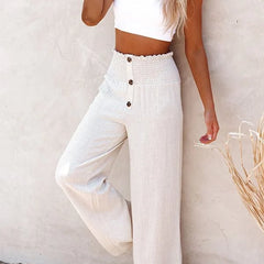 Pantalones relajados Riana con tiro alto de Warszawska Elegancja, pantalones cómodos y modernos para un estilo casual.