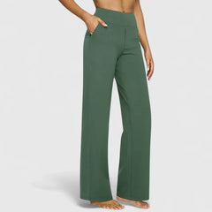 Pantalones cómodos Jasmynne de Warszawska Elegancja, en color neutro, con diseño casual y estilo elegante para mujer.