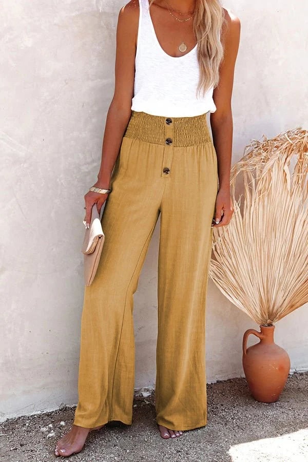 Pantalones relax de cintura alta de la marca Warszawska Elegancja, estilo casual y cómodo para uso diario.