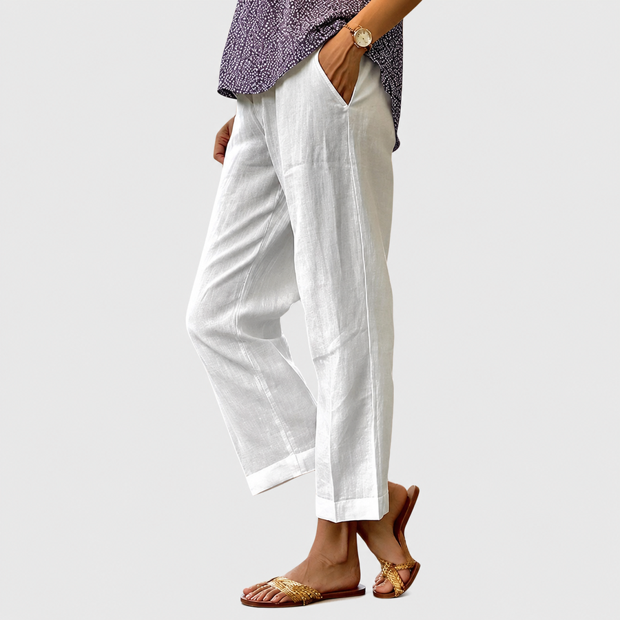 Pantalones de verano elegantes para mujer Elaine™ de Warszawska Elegancja, pantalones femeninos con diseño moderno y cómodo.