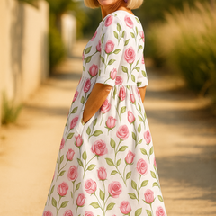 Vestido cómodo Teresa de Warszawska Elegancja, estilo clásico y elegante, con corte favorecedor y detalles sencillos en color neutro.