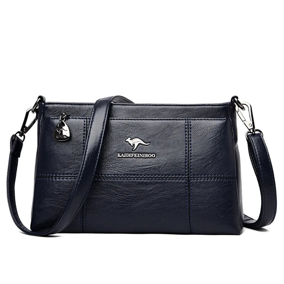 Bolsa de hombro Joanna de Warszawska Elegancja con compartimentos y diseño elegante en cuero negro.