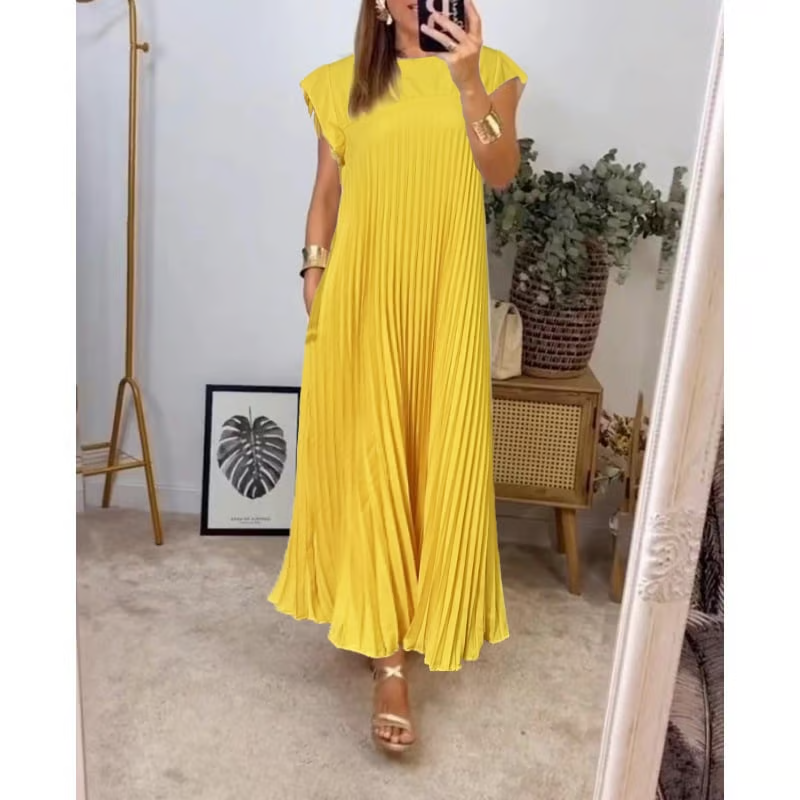 Vestido Aleksandra de Warszawska Elegancja en color amarillo, con diseño elegante y cómodo para ocasiones especiales.