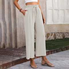 Pantalones lounge Eluna de Warszawska Elegancja en color gris, cómodos y elegantes para uso casual y relajado.