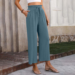 Pantalones lounge Eluna de Warszawska Elegancja en color gris, cómodos y elegantes para uso casual y relajado.