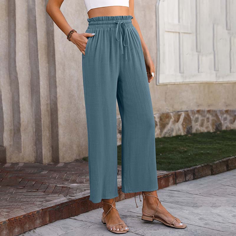 Pantalones lounge Eluna de Warszawska Elegancja en color gris, cómodos y elegantes para uso casual y relajado.