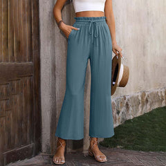 Pantalones lounge Eluna de Warszawska Elegancja en color neutro, cómodos y elegantes para uso casual y relajado