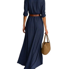 Vestido maxi elegante Amara de Warszawska Elegancja que realza la silueta, en tela fluida y diseño sofisticado.