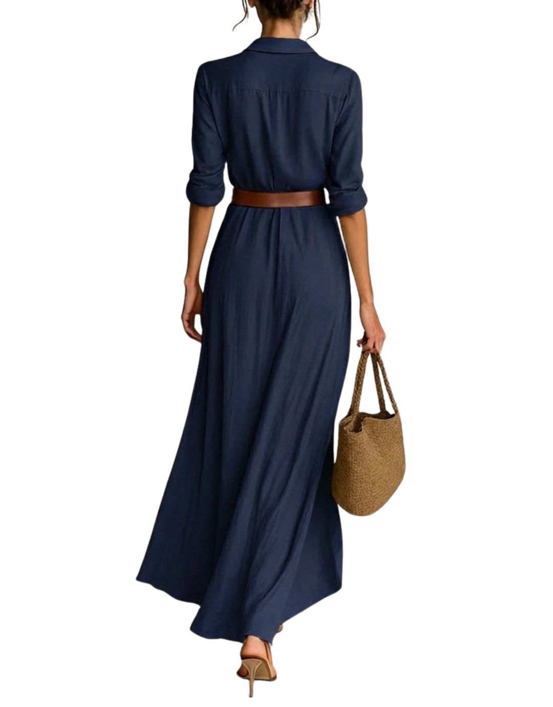 Vestido maxi elegante Amara de Warszawska Elegancja que realza la silueta, en tela fluida y diseño sofisticado.