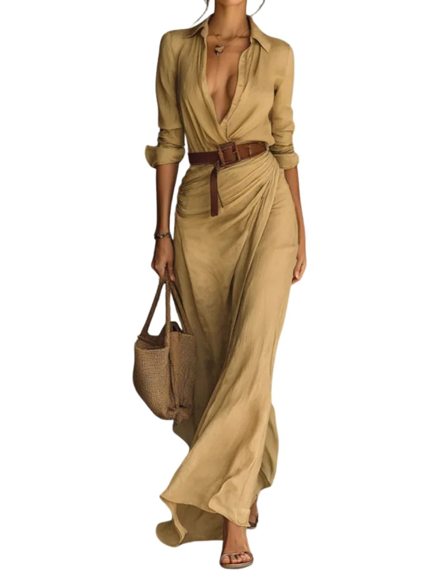 Vestido maxi elegante Amara de Warszawska Elegancja que realza la silueta, con detalles sofisticados y un diseño favorecedor.