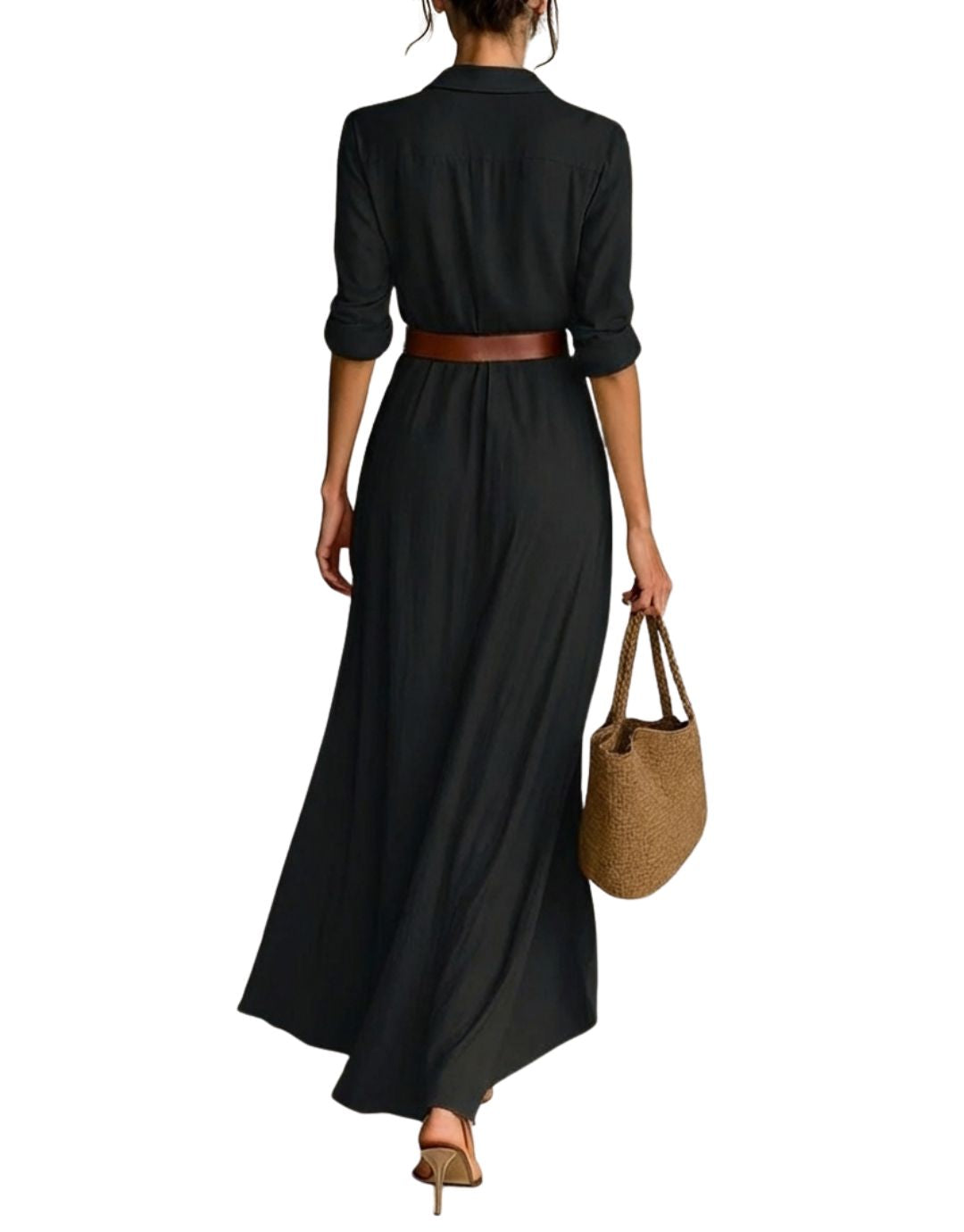 Vestido maxi elegante Amara de Warszawska Elegancja, con corte que realza la figura y detalles sofisticados.