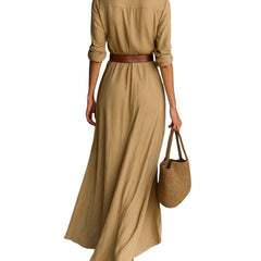 Vestido largo Amara de Warszawska Elegancja, elegante y ajustado que resalta la silueta, con detalles sofisticados.