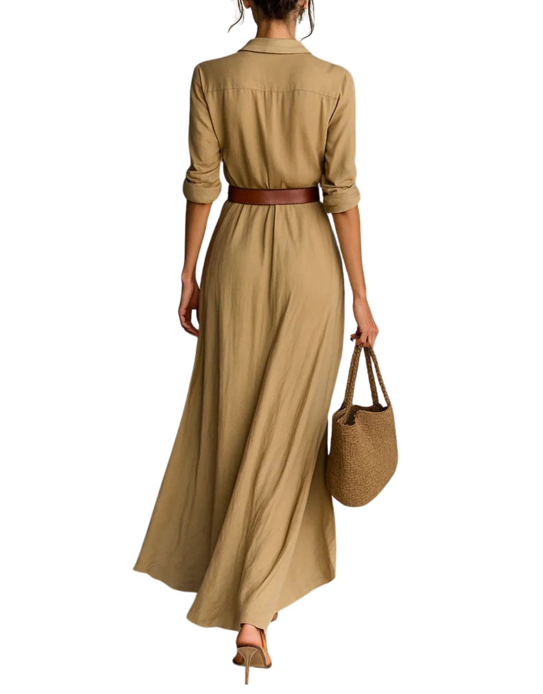 Vestido largo Amara de Warszawska Elegancja, elegante y ajustado que resalta la silueta, con detalles sofisticados.