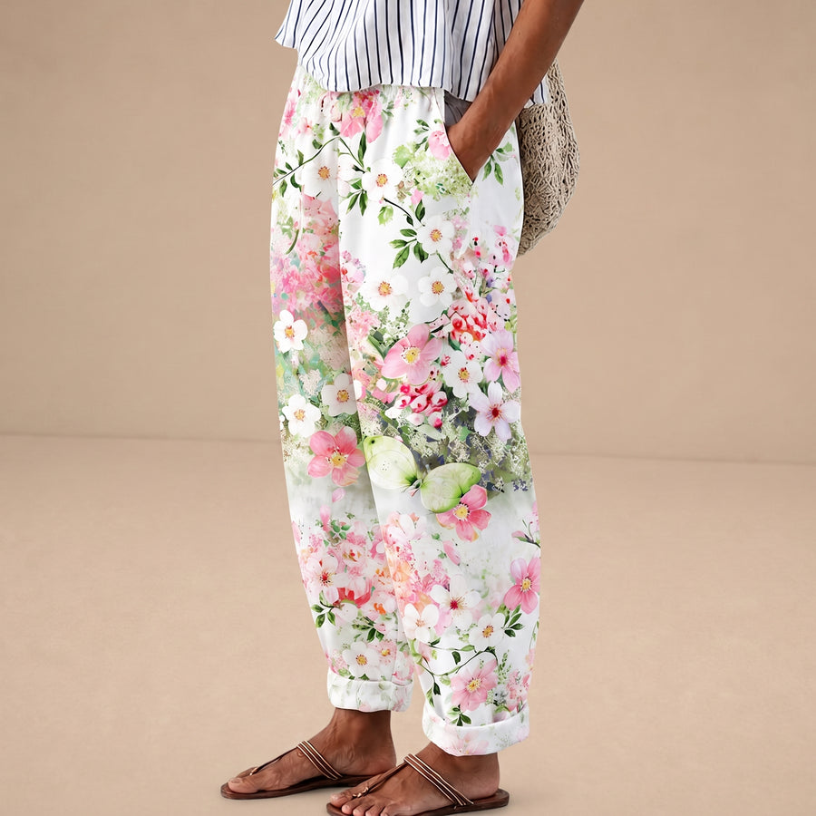 Pantalones Comfort Blossom Breeze de Warszawska Elegancja en color suave, con diseño cómodo y estilo elegante para mujer.