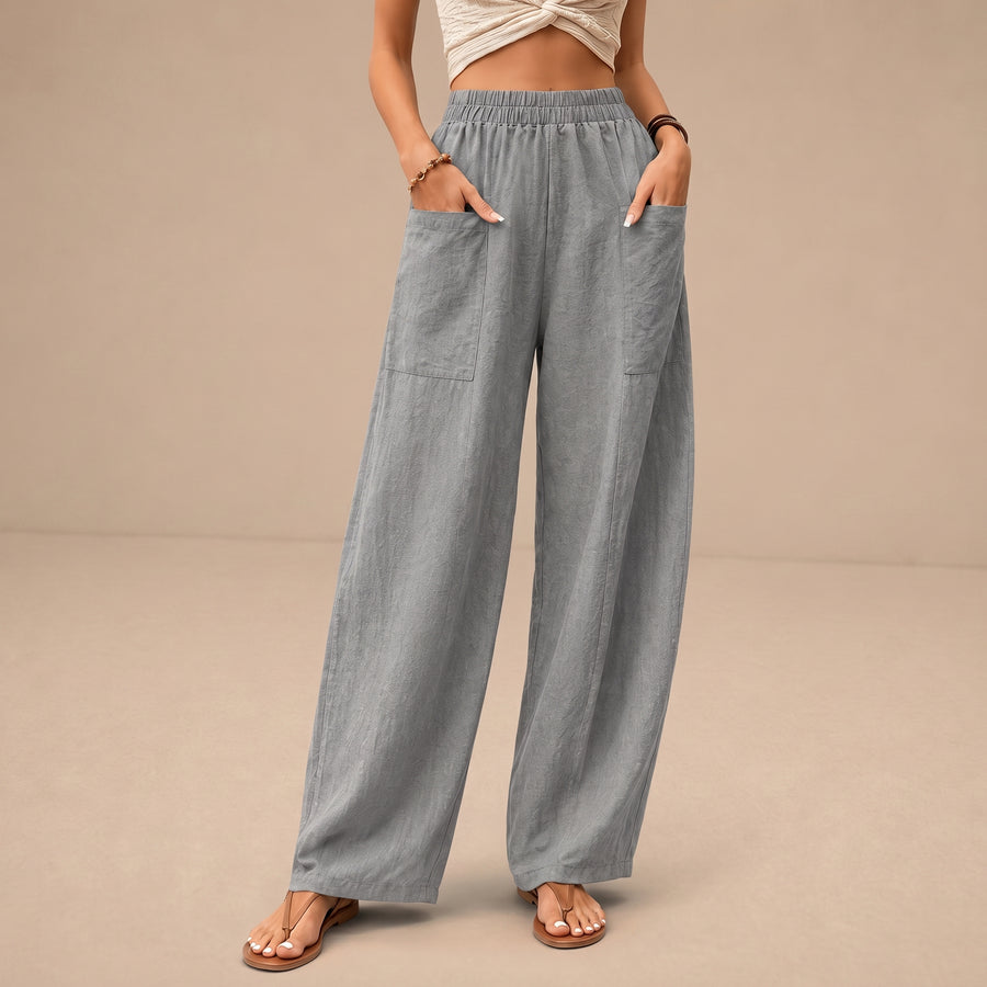 Pantalones sueltos Vanna de Warszawska Elegancja en color gris, con corte cómodo y estilo casual elegante.