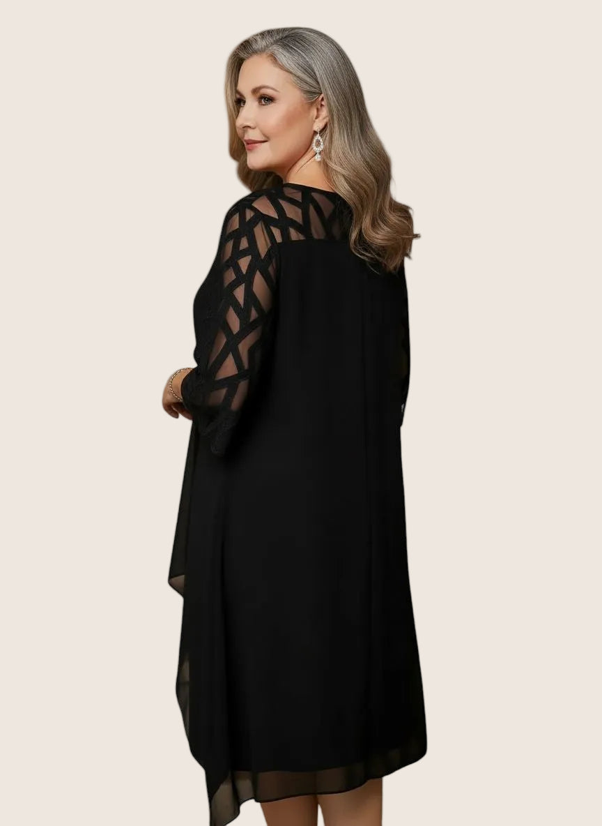 Vestido elegante Danuta de Warszawska Elegancja, estilo sofisticado y versátil para cualquier ocasión, en color negro con detalles modernos.