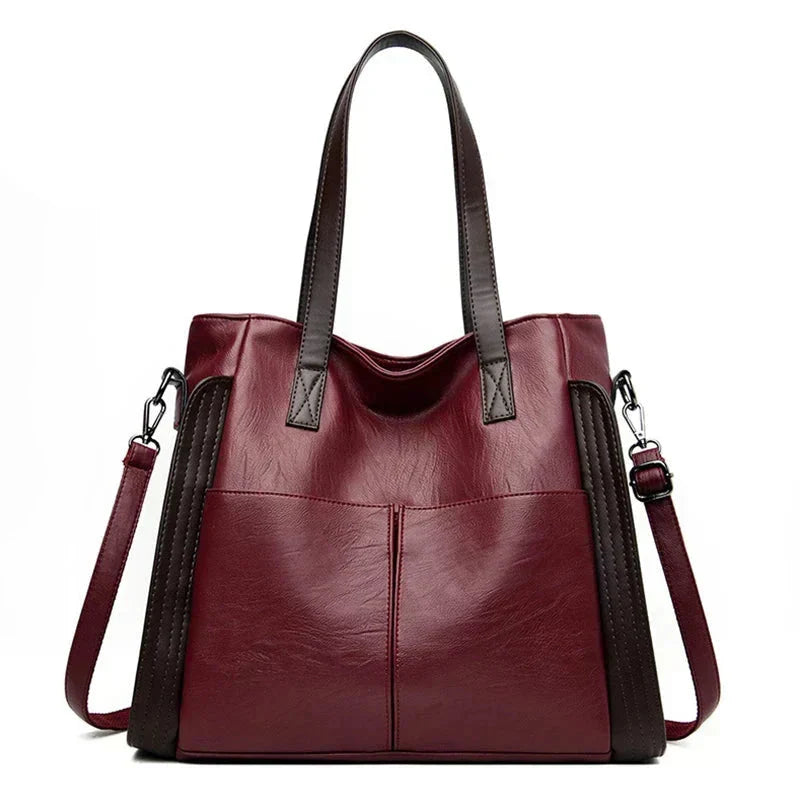 Bolsa de cuero azul Weronika Indigo Classic de Warszawska Elegancja, con diseño clásico y detalles elegantes.