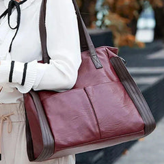 Bolso de cuero azul Aurora Classic de Warszawska Elegancja, modelo Weronika, con diseño elegante y acabado de alta calidad