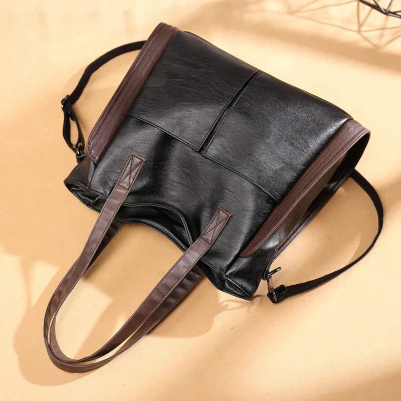 Bolso de cuero azul Aurora Classic de la marca Warszawska Elegancja, estilo clásico y elegante para mujer.