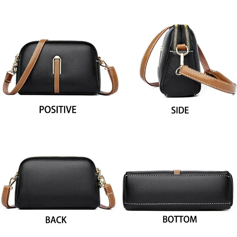 Bolsa de piel Nina de Warszawska Elegancja en color azul, diseñada para mujer, con estilo elegante y detalles en cuero.