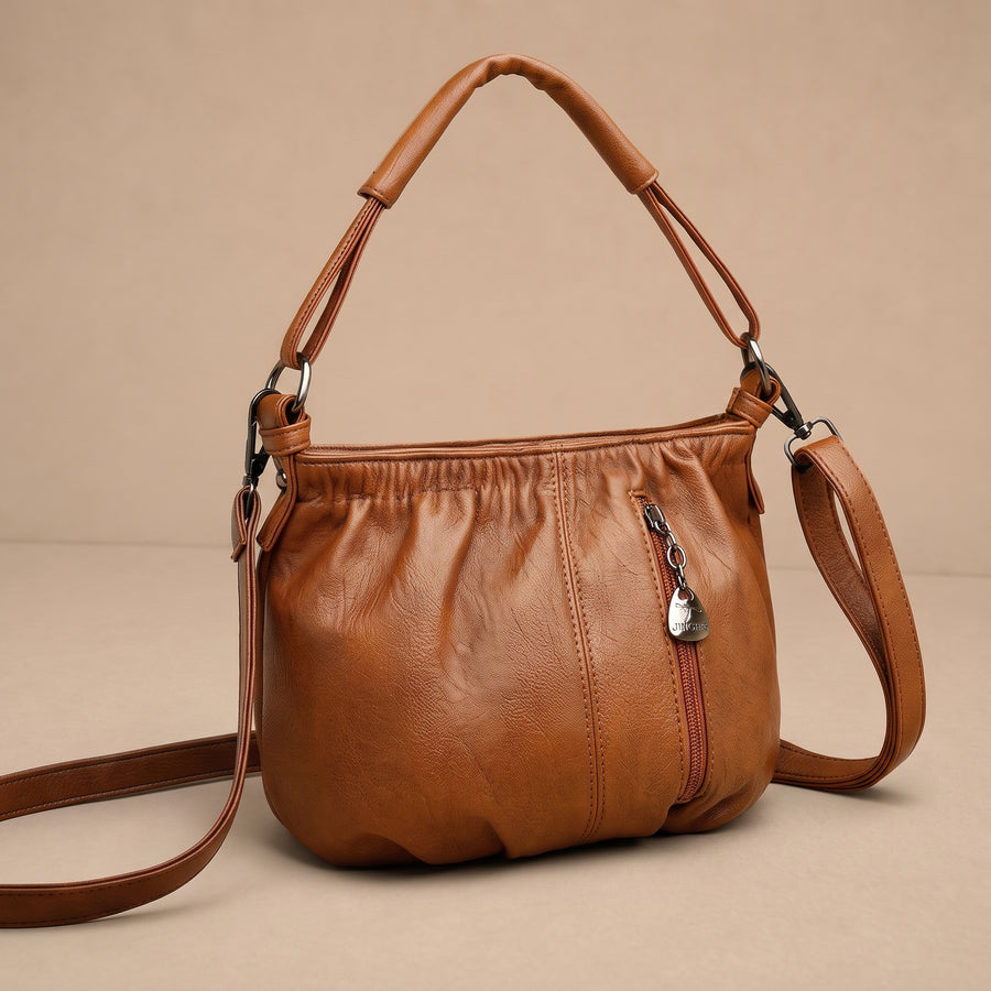 Bolsa Katarzyna de estilo contemporáneo y multicapas, diseñada por Warszawska Elegancja, en color negro con detalles elegantes.