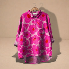 Camisa casual Mia de Warszawska Elegancja con estampado floral, tela ligera y corte cómodo para un estilo elegante y relajado.