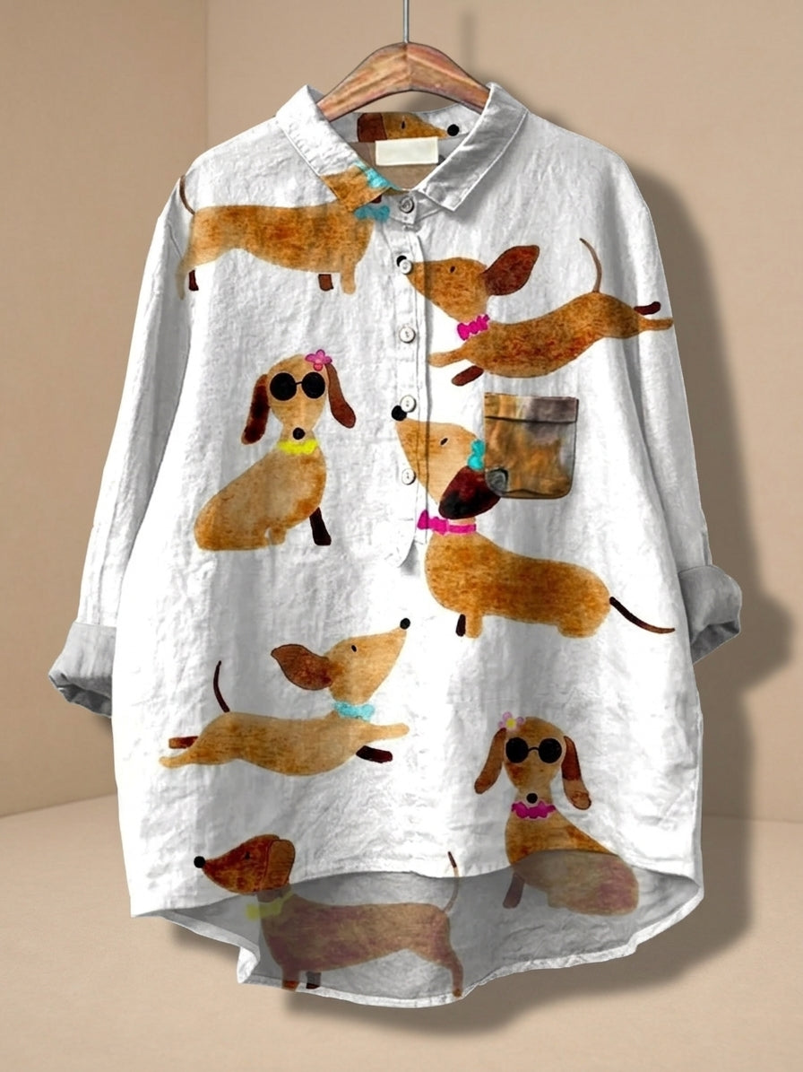 Camisa casual elegante Ava de Warszawska Elegancja, vista frontal con detalles suaves y tejido cómodo.