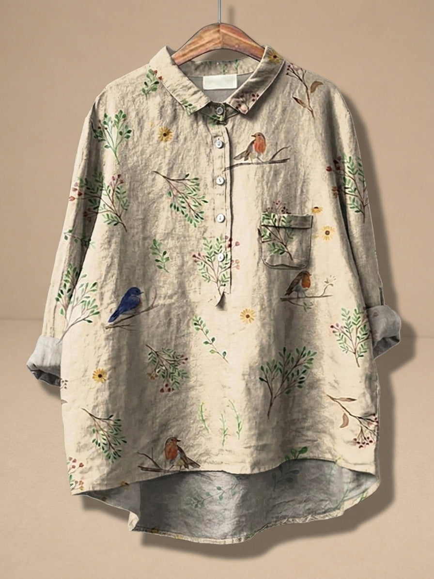 Camisa casual elegante Alice de Warszawska Elegancja, en color neutro, con detalles sofisticados y corte ajustado.