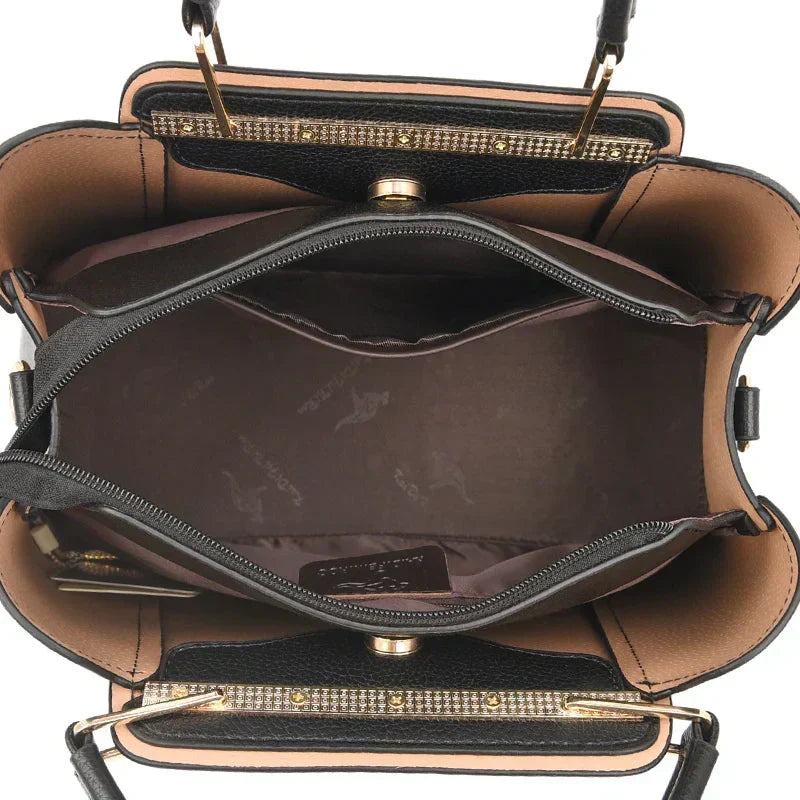 Bolso de mujer Marzena Luxa Soft de piel suave en azul, bolso de hombro y bandolera de estilo elegante de Warszawska Elegancja