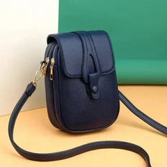 Bolso de cuero retro Sylwia de Warszawska Elegancja, en color azul, con diseño vintage y estilo clásico para mujer.