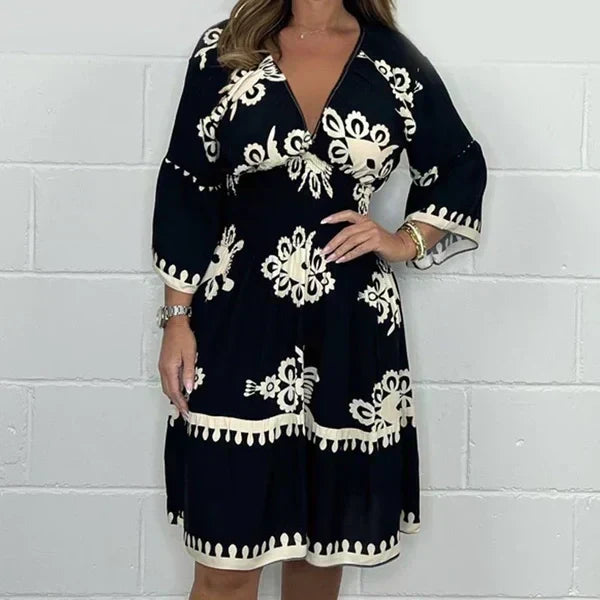 Vestido de verano Iga de Warszawska Elegancja con estampado, falda ligera y estilo femenino para mujer.