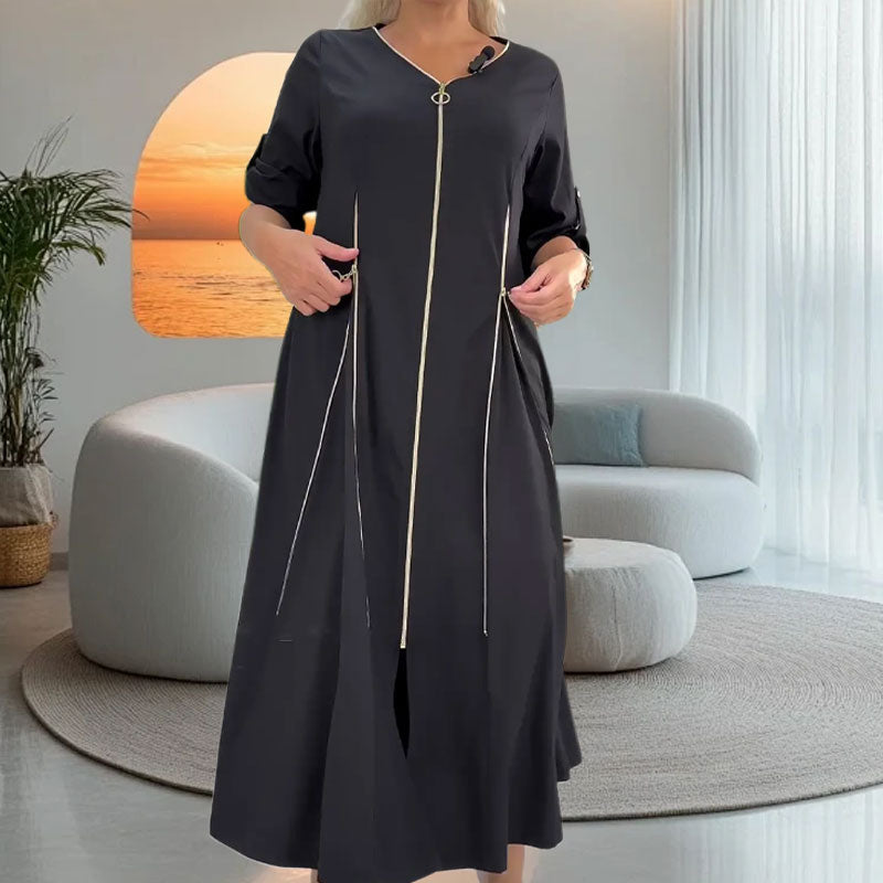Vestido largo para mujer Gabriela de Warszawska Elegancja con cierre frontal, ideal para eventos elegantes y ocasiones especiales.